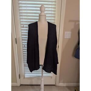 Catherine Malandrino Black Knit Open Front Cardigan NWT Small Women's Half Sleev